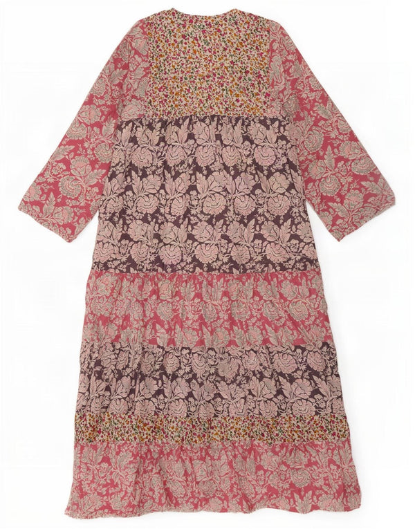 Vestito lungo a maniche lunghe da donna Zara UK 10 piccolo floreale multicolore