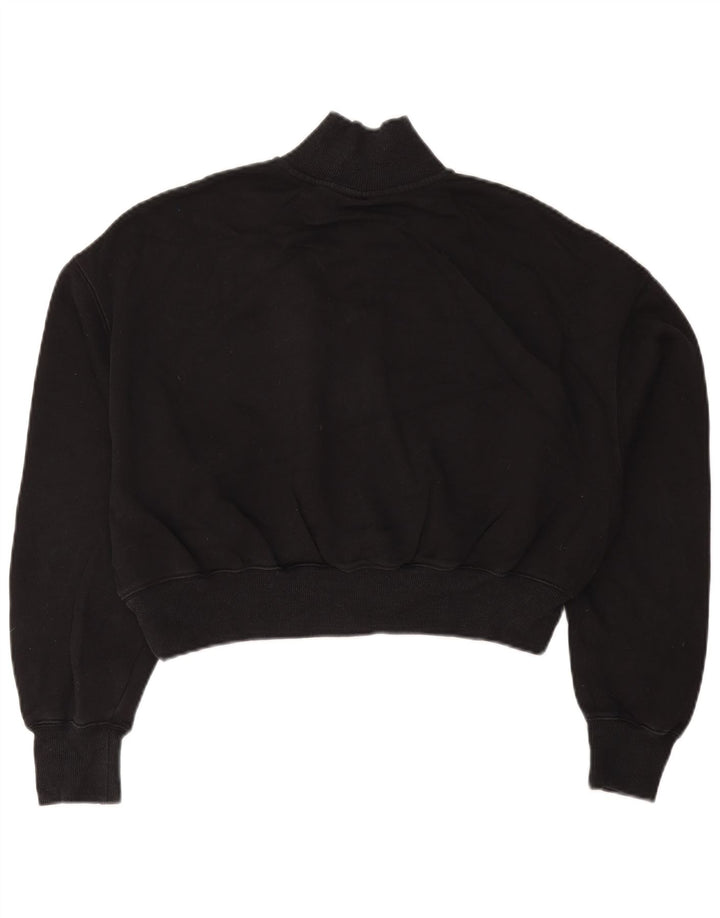 NIKE Felpa da donna con collo corto e zip, maglione UK 14, cotone nero medio