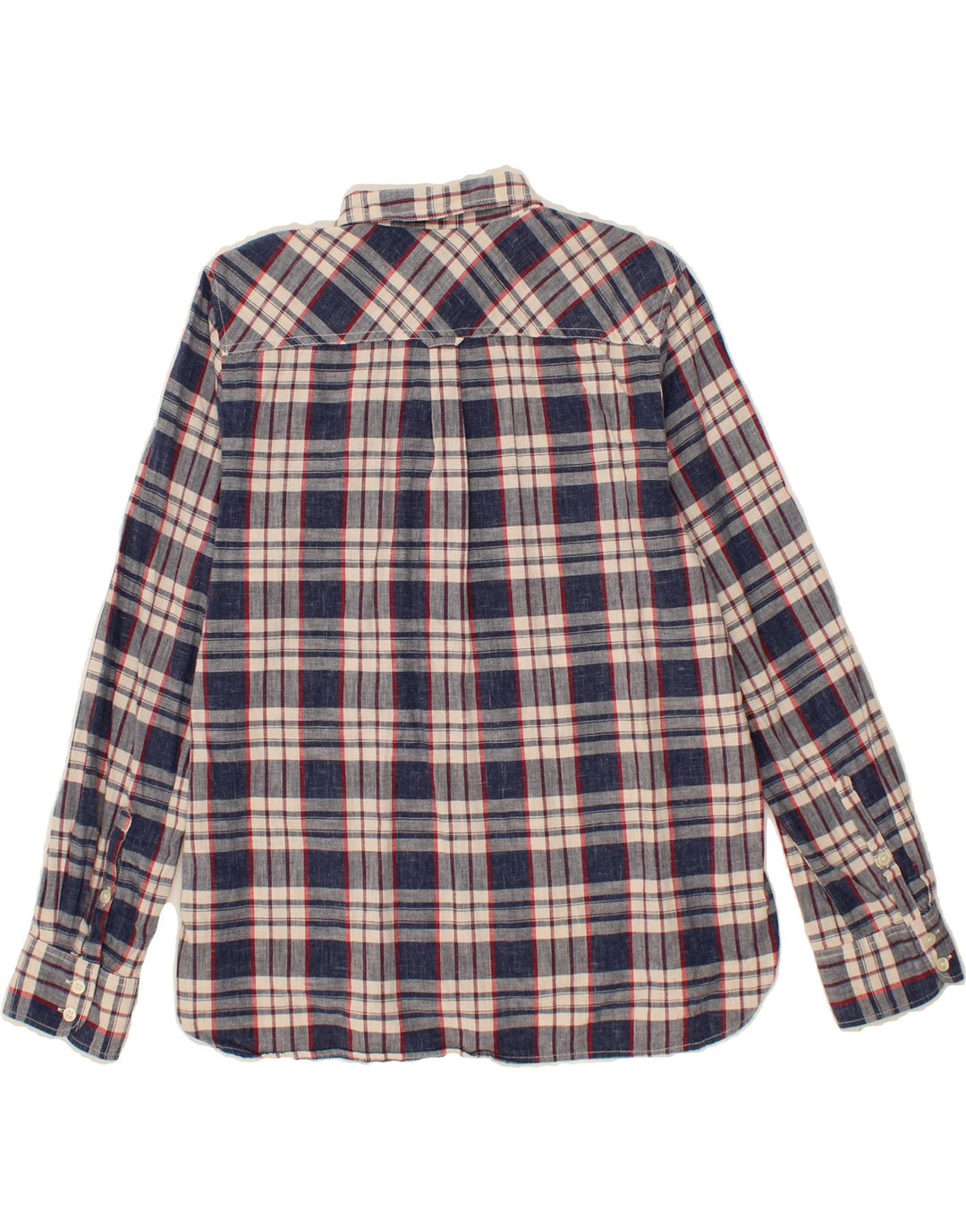 J. CREW Womens Pullover Shirt UK 16 Large Navy Blue Check Cotton Vintage J. Crew and Second-Hand J. Crew from Messina Hembry 