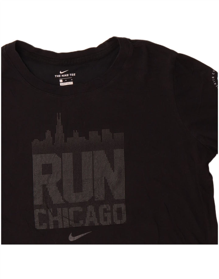 T-shirt grafica NIKE Dri Fit da donna, taglia UK 16, grande, cotone nero