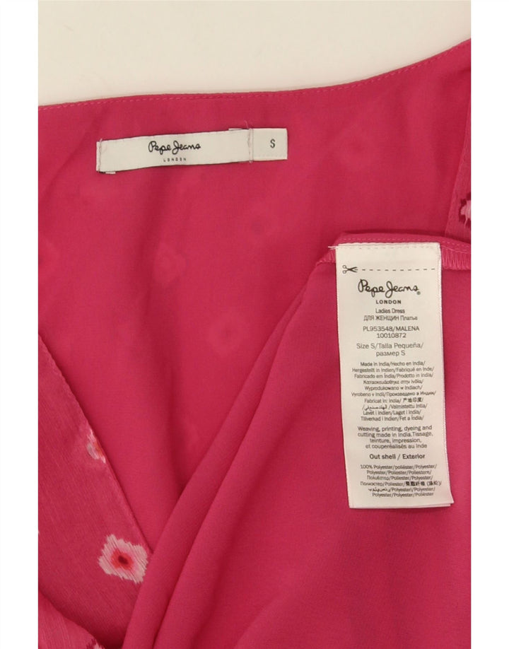 PEPE Jeans Abito impero da donna UK 10 Piccolo poliestere geometrico rosa