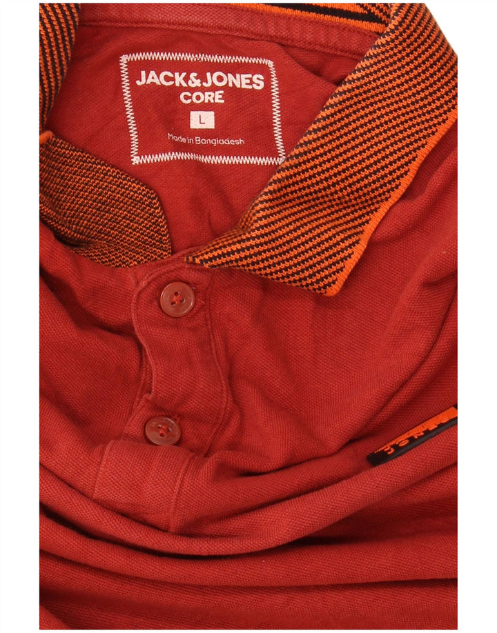 JACK & JONES Polo da uomo grande rossa in cotone