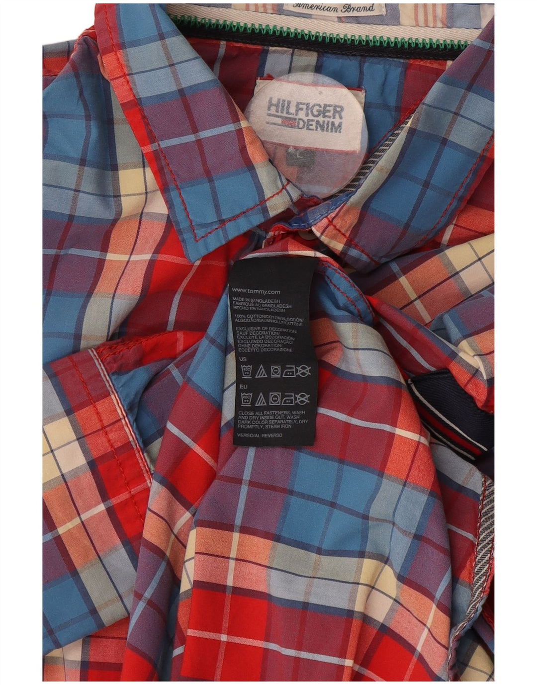 Camicia da uomo Tommy Hilfiger grande cotone a quadri rossi