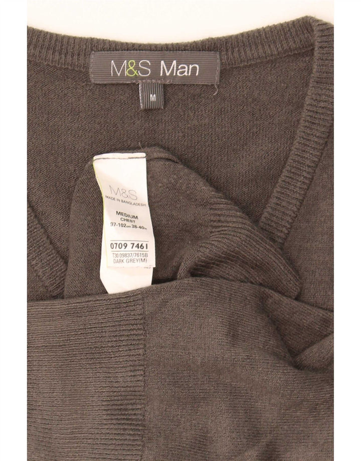 Maglione da uomo con scollo a V Marks & Spencer in acrilico grigio medio