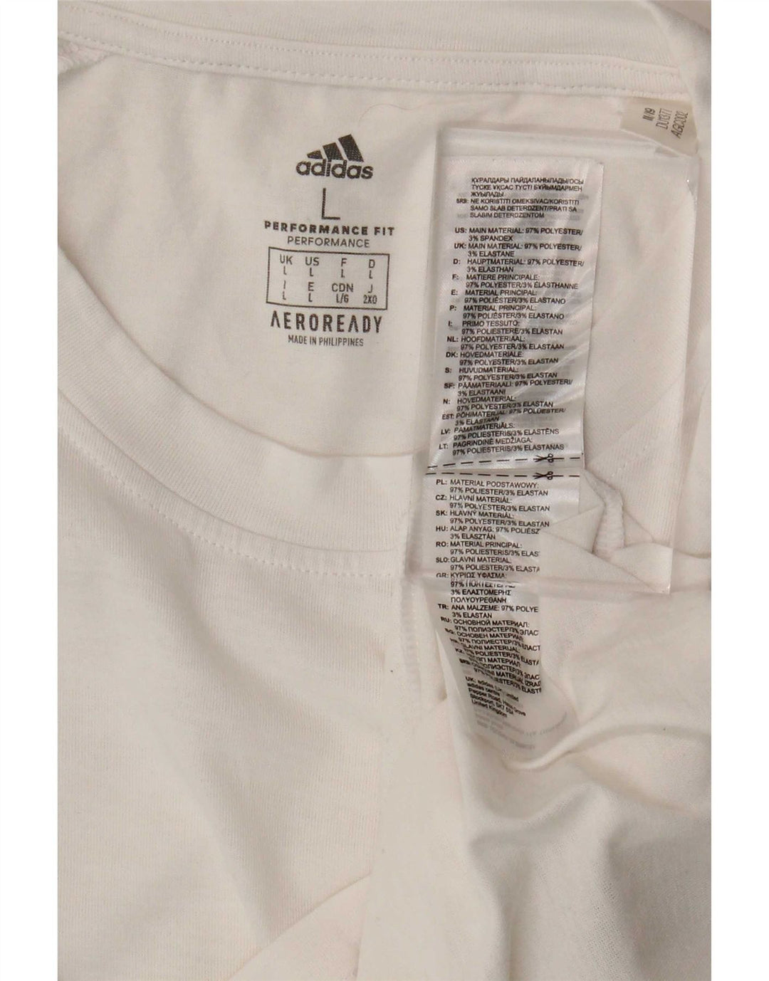 T-shirt Adidas Aeroready da uomo, grande, in poliestere bianco