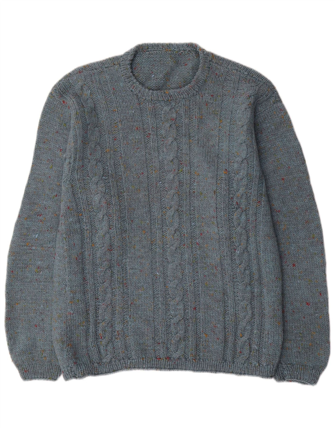 Maglione maglione girocollo vintage da uomo blu medio chiazzato