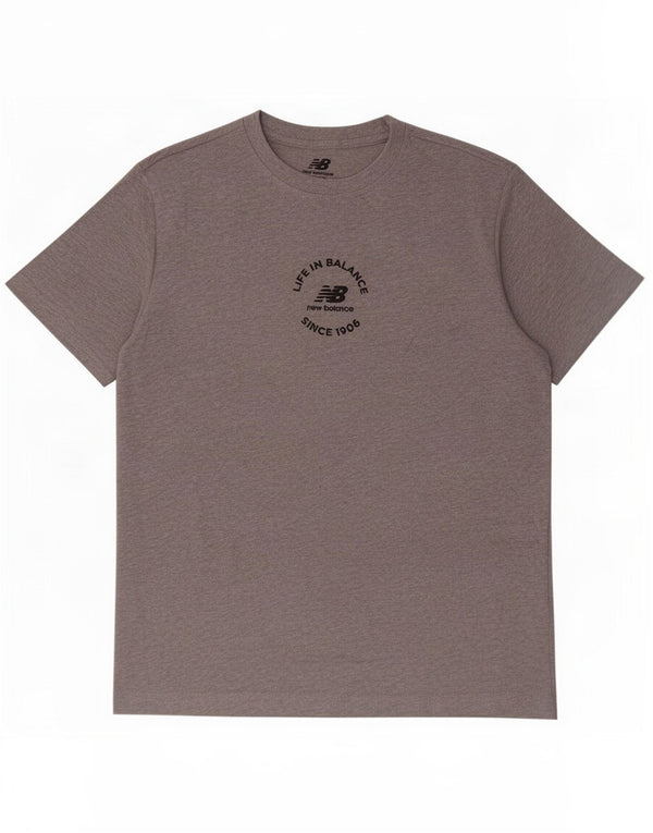 T-shirt grafica da uomo New Balance Top XS in cotone grigio