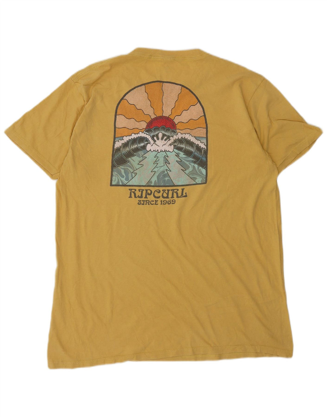 T-shirt grafica da uomo con vestibilità standard Rip Curl, taglia grande, in cotone giallo