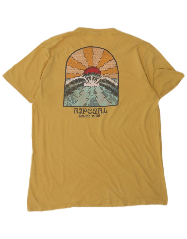 T-shirt grafica da uomo con vestibilità standard Rip Curl, taglia grande, in cotone giallo
