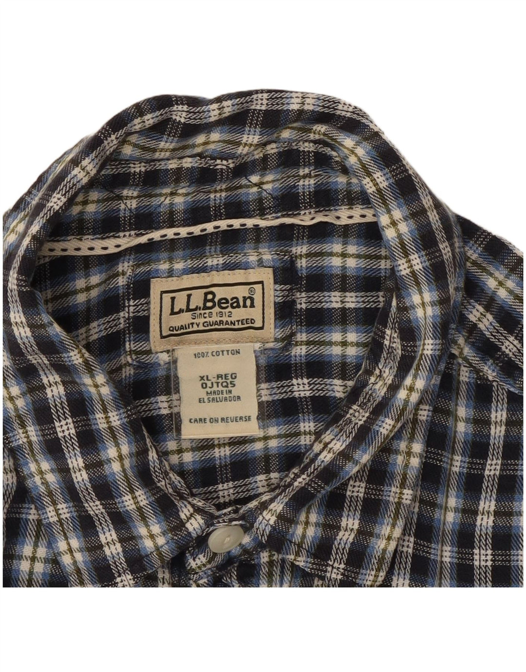 L.L.BEAN Camicia da uomo in flanella XL in cotone a quadri blu navy