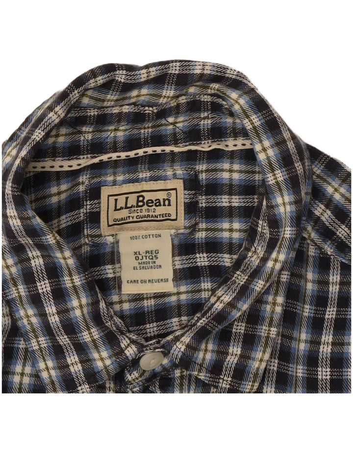 L.L.BEAN Camicia da uomo in flanella XL in cotone a quadri blu navy