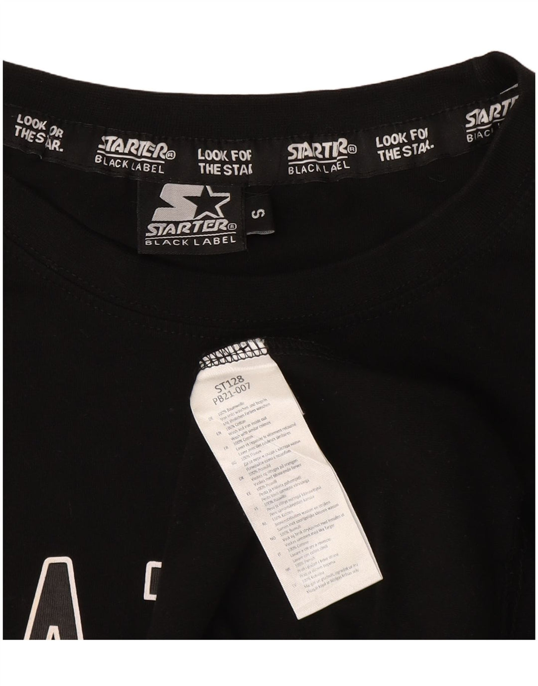 T-shirt grafica da uomo STARTER Top Small in cotone color block nero