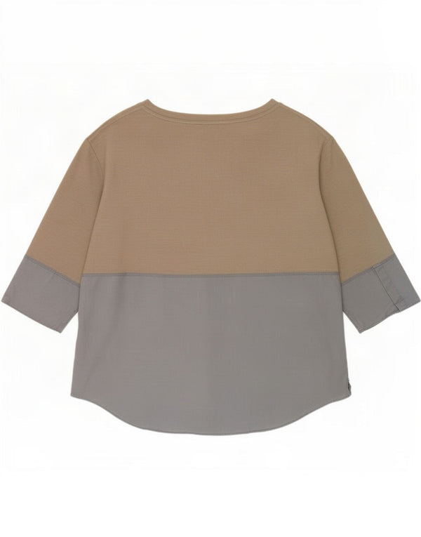 Cos Top da donna manica 3/4 UK 16 Large Grigio Colourblock Poliestere
