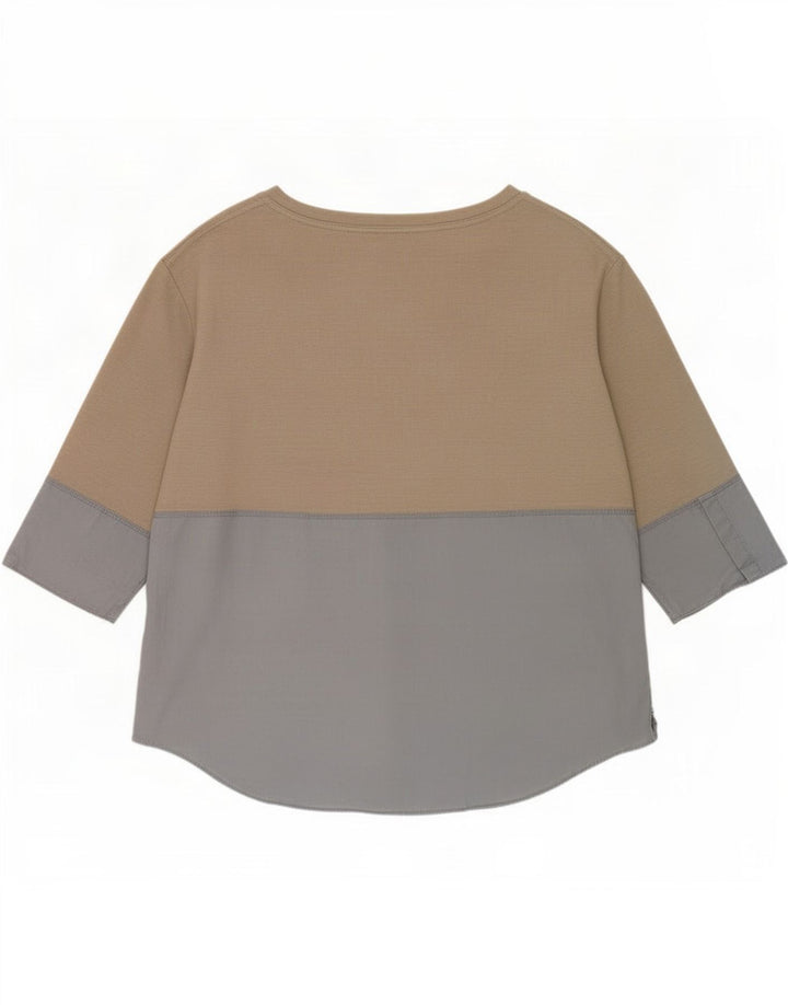 Cos Top da donna manica 3/4 UK 16 Large Grigio Colourblock Poliestere