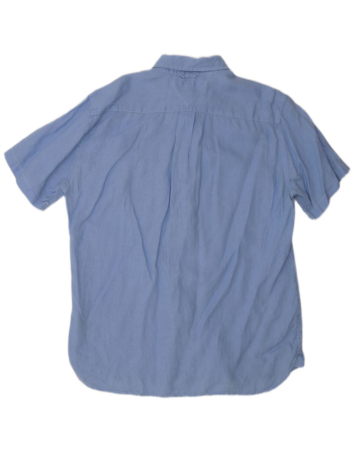 Camicia a maniche corte da uomo Tommy Hilfiger grande lino blu