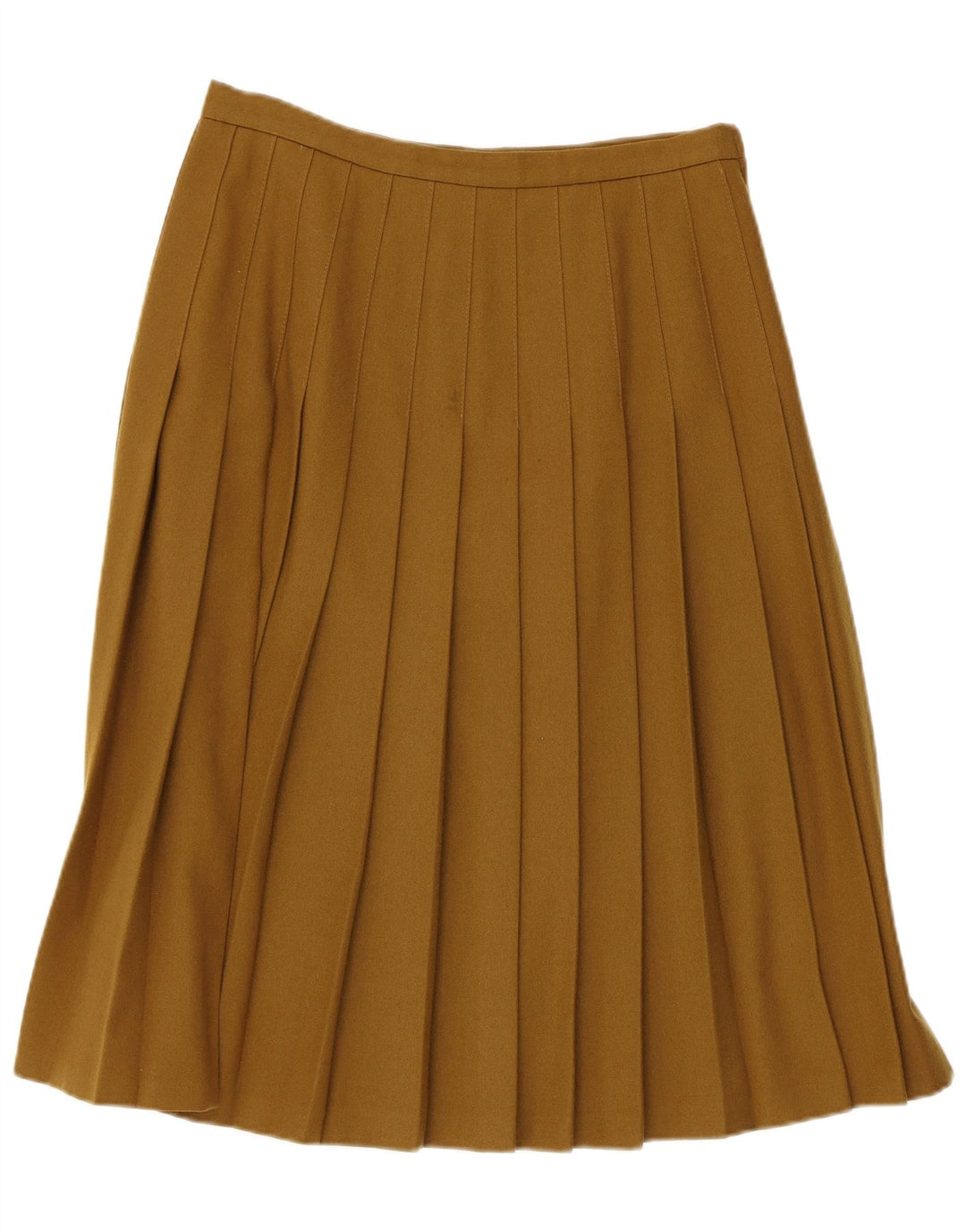Gonna a pieghe vintage da donna a coltello EU 40 media W30 lana kaki