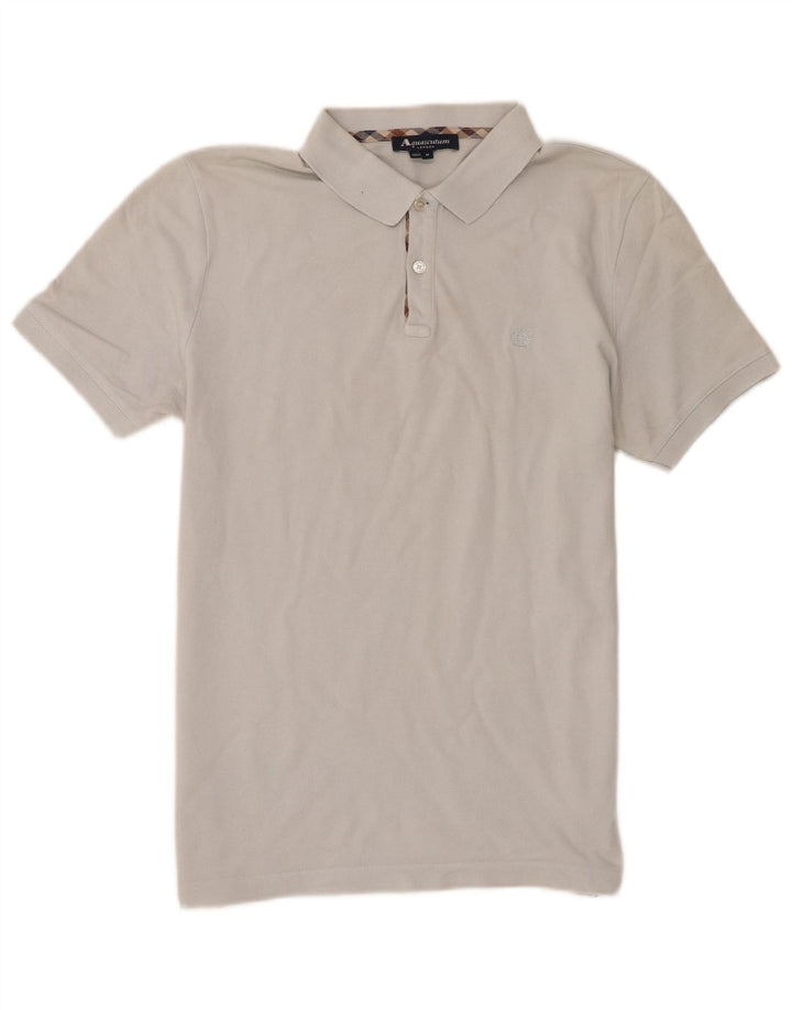 Polo da uomo Aquascutum in cotone grigio medio