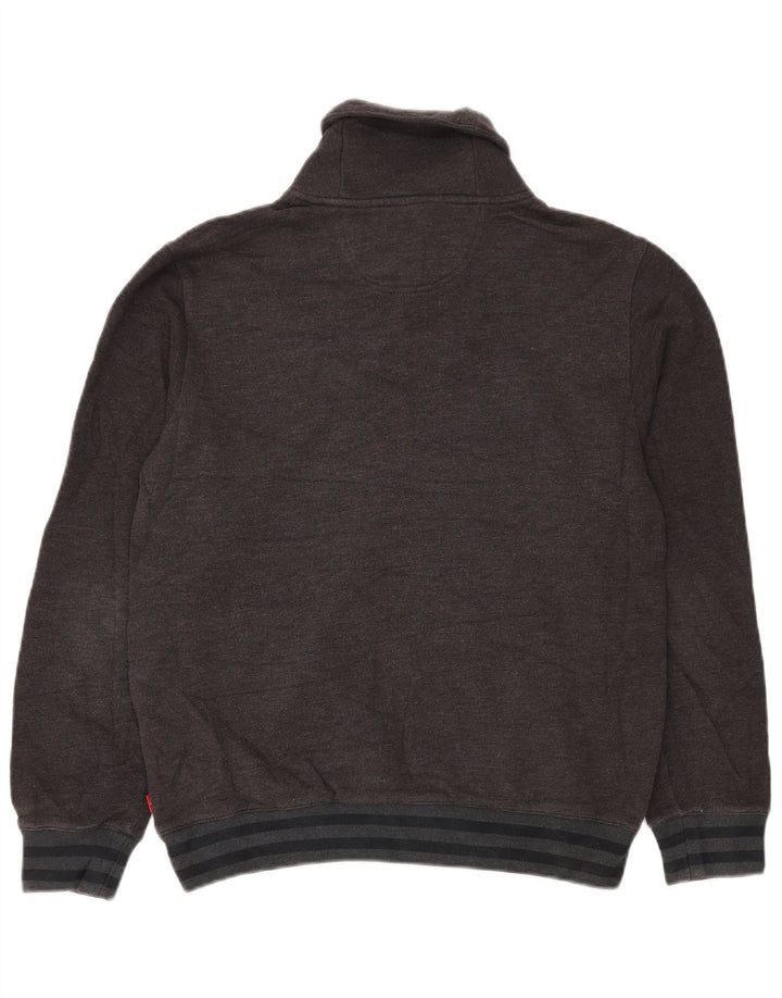 Maglione da uomo con collo a scialle IZOD in cotone grigio medio
