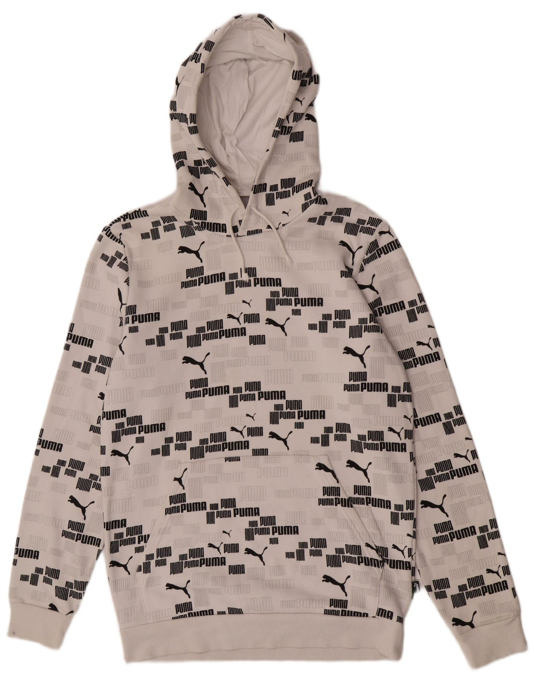 Felpa con cappuccio grafica da uomo Puma piccola in cotone bianco