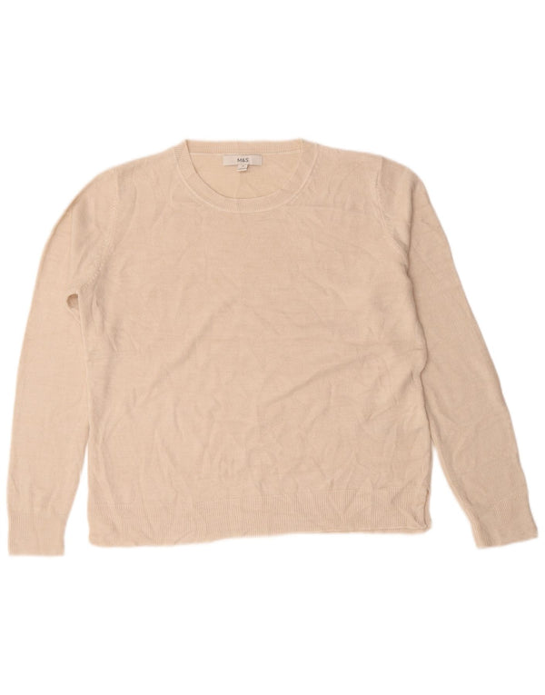 Maglione maglione con scollo a barca da donna Marks & Spencer UK 16 grande acrilico beige