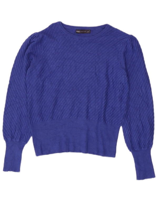 Maglione maglione con scollo a barca da donna Marks & Spencer UK 12 Blu medio