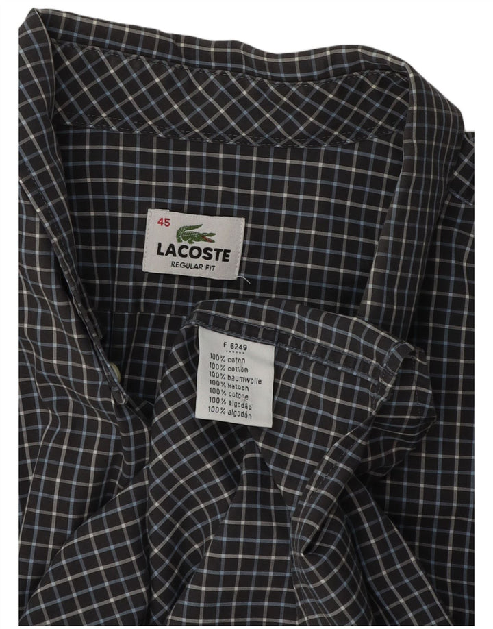 Camicia Lacoste da uomo vestibilità regolare taglia 45 XL cotone a quadri grigio