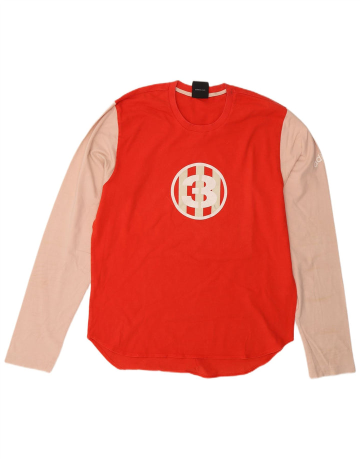 ADIDAS Top grafico da uomo a maniche lunghe in cotone color block rosso medio
