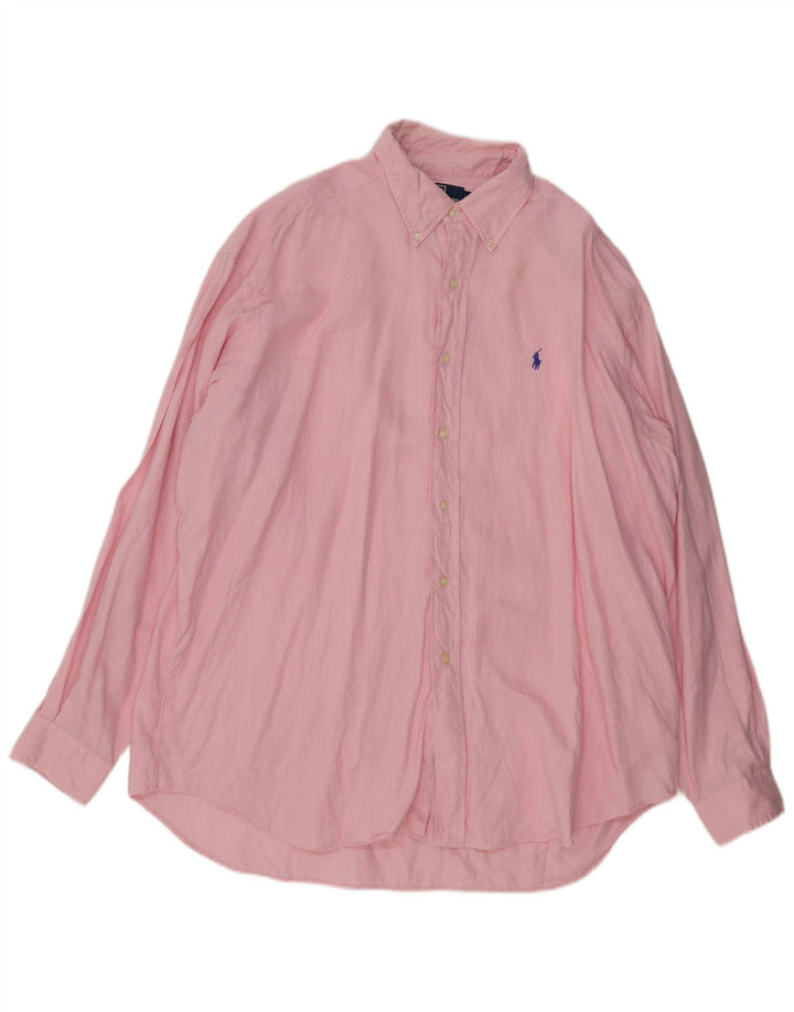 POLO RALPH LAUREN Camicia oversize Blake da uomo XL Lino rosa