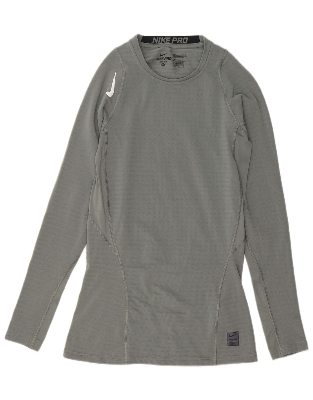 Nike Dri Fit Graphic Top manica lunga da uomo UK 14 Poliestere grigio medio