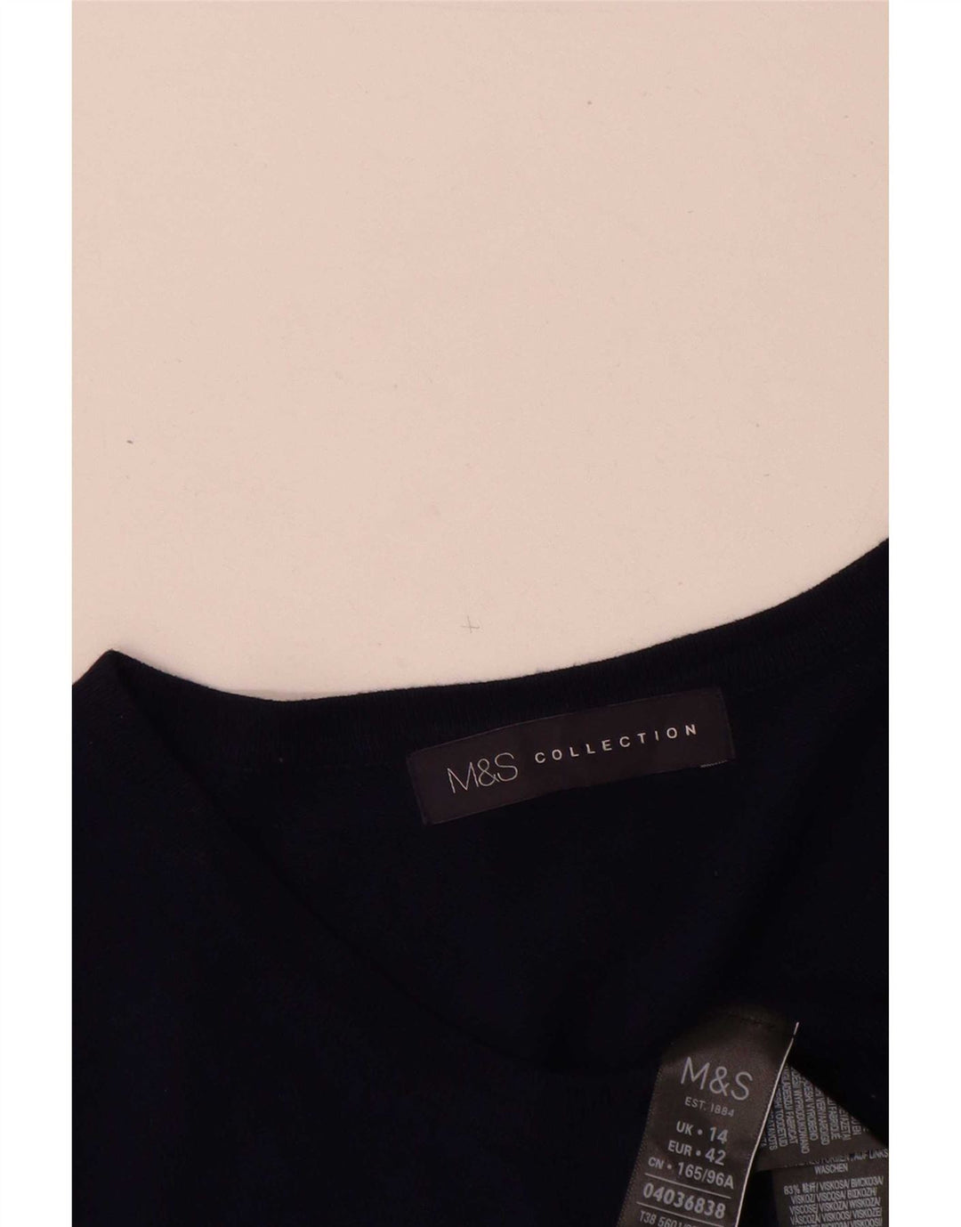 Maglione cardigan da donna Marks & Spencer UK 14 grande viscosa blu navy