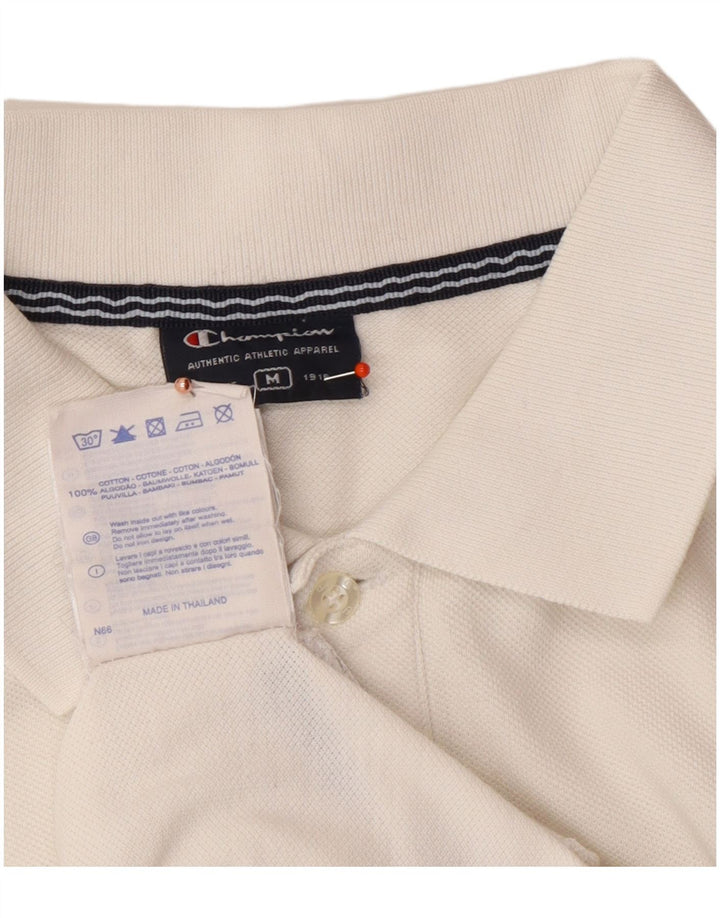 CHAMPION Mens Polo Shirt Medium White Cotton