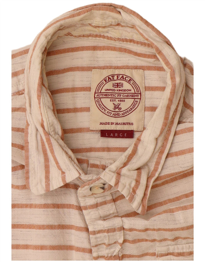 Camicia a maniche corte da uomo Fat Face, cotone a righe bianche grandi
