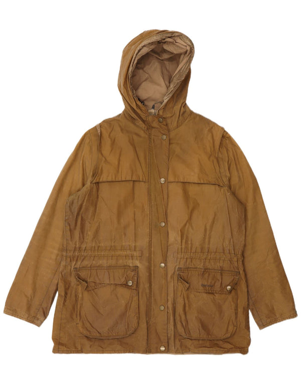 Giacca da donna in cotone cerato con cappuccio Barbour UK 14 grande marrone