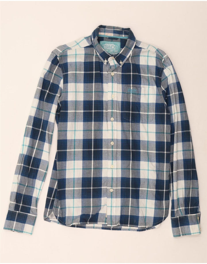 Camicia da uomo in flanella SUPERDRY XL in cotone a quadri blu navy