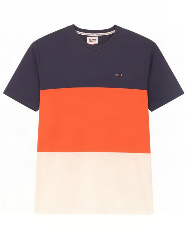 T-shirt da uomo Tommy Hilfiger Top 2XL cotone color block blu navy
