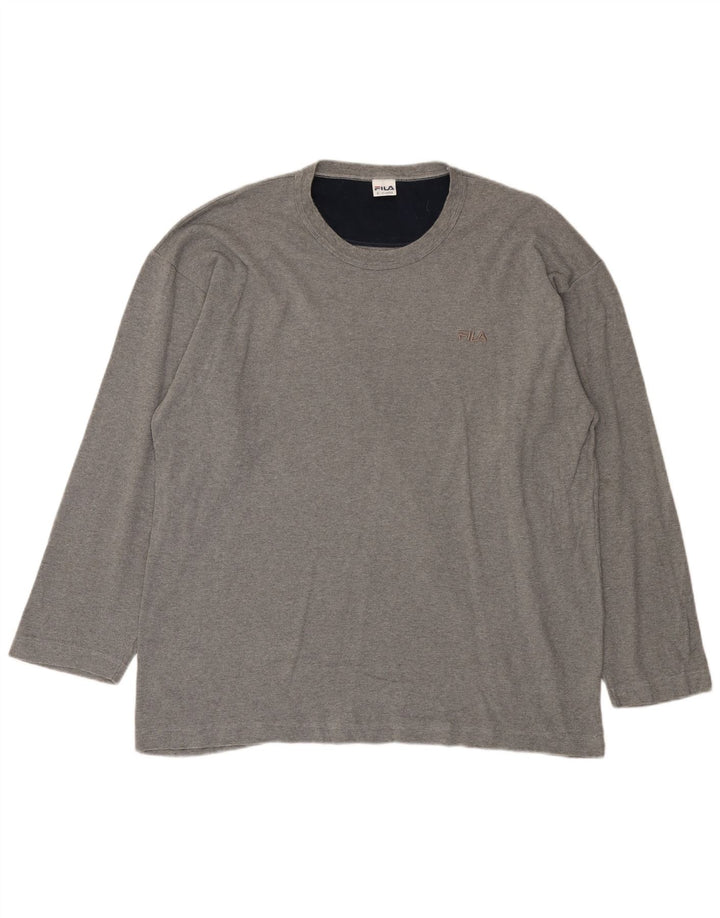 Fila Maglia da uomo a maniche lunghe XL in cotone chiazzato grigio