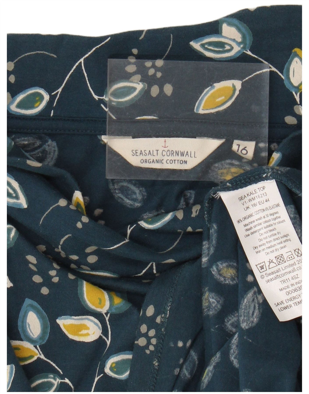 Camicetta da donna con maniche a 3/4 Seasalt Cornwall Top UK 16 Grande floreale blu