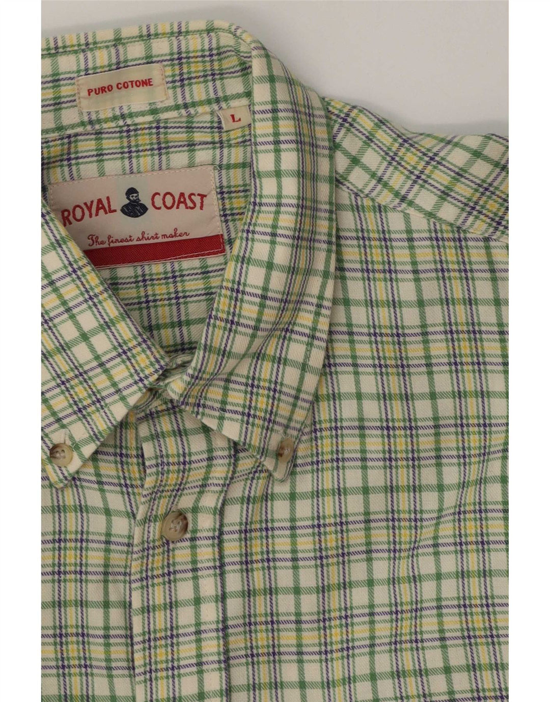 Camicia da uomo Royal Coast in cotone a quadri verdi grandi