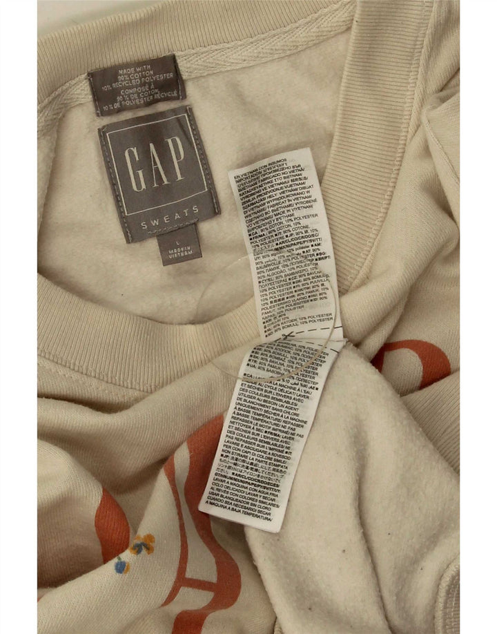 Felpa oversize con grafica da donna Gap, maglione UK 16, grande, bianco sporco, floreale