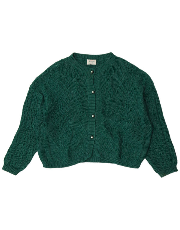 Maglione cardigan da donna Benetton UK 16 grande lana verde