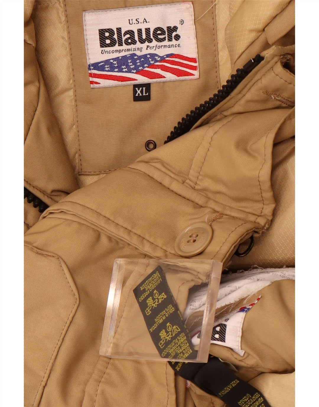 Giubbotto bomber militare con cappuccio da uomo Blauer UK 42 XL Beige poliammide