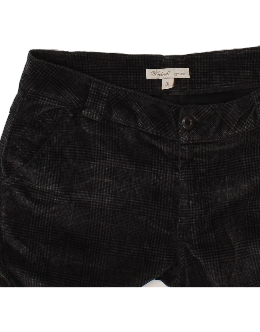 WOOLRICH Mens Straight Chino Trousers W31 L32 Grey Check Cotton Vintage Woolrich and Second-Hand Woolrich from Messina Hembry 