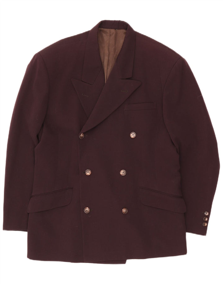 Giacca blazer doppiopetto vintage da uomo UK 38 Borgogna media