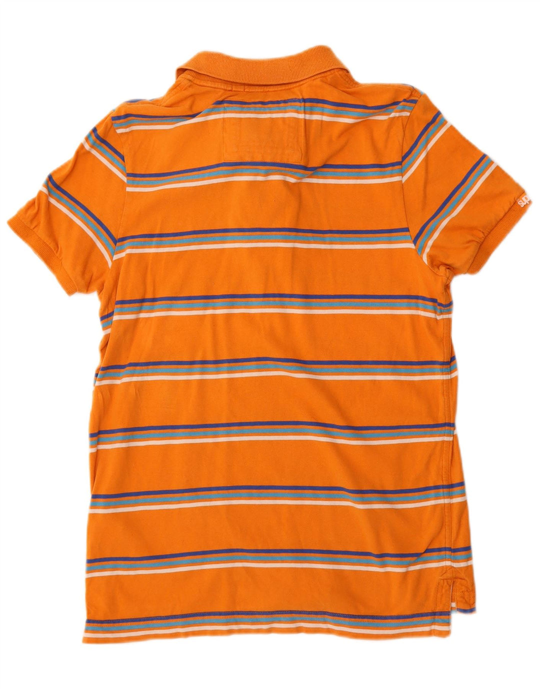 Polo grafica da uomo Superdry in cotone a righe arancioni medie