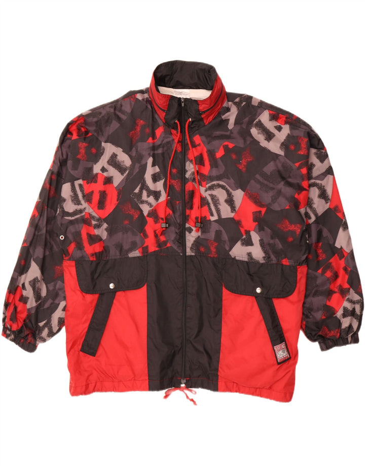MARCEL CLAIR Mens Loose Fit Abstract Pattern Rain Jacket UK 42 XL Red Vintage Marcel Clair and Second-Hand Marcel Clair from Messina Hembry 