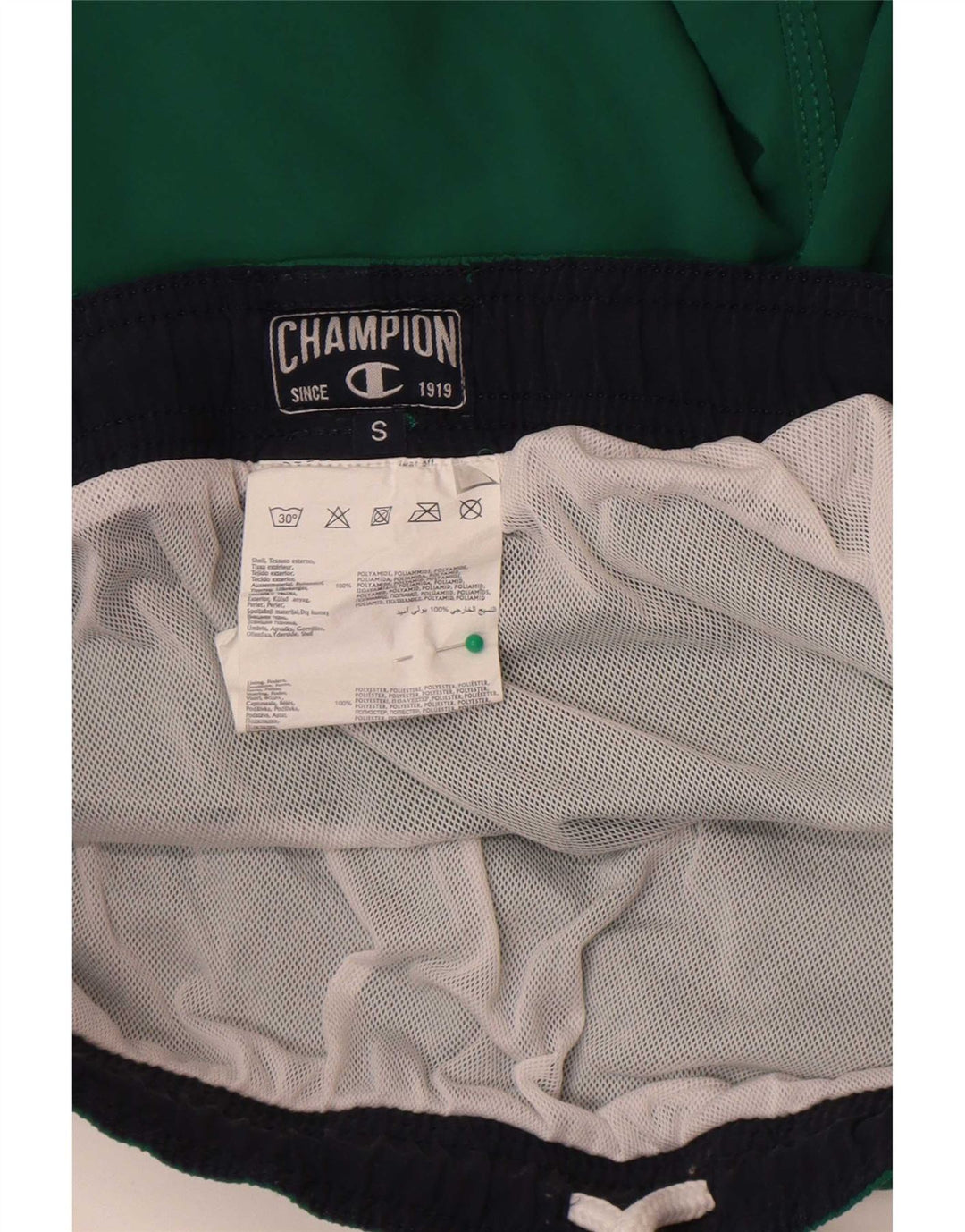 Pantaloncini da bagno grafici da uomo Champion Small verde in poliammide