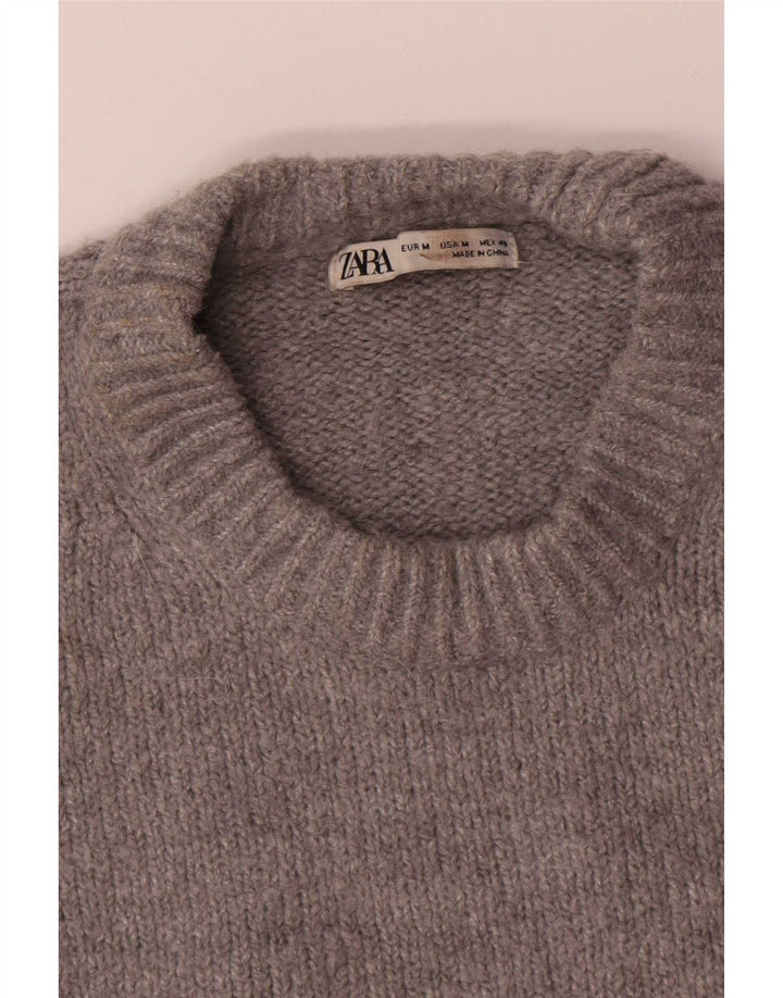 Maglione maglione girocollo da uomo Zara in poliestere grigio medio