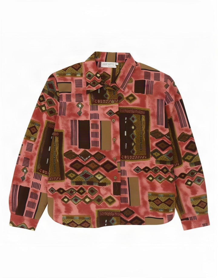 Camicetta camicia da donna Silhouette UK 16 grande geometrica multicolore