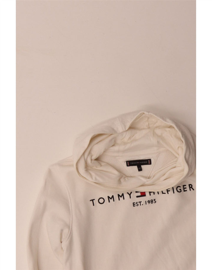 TOMMY HILFIGER Maglione con cappuccio grafico per ragazze 11-12 anni in cotone bianco