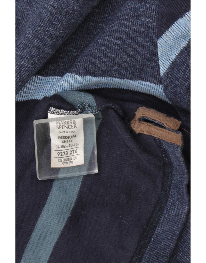 Polo da rugby da uomo a maniche lunghe Marks & Spencer a righe blu navy medie